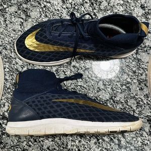Nike Free Hypervenom 3 FC Flyknit Navy/Metallic Gold Men’s Sz 10 [898029-400]